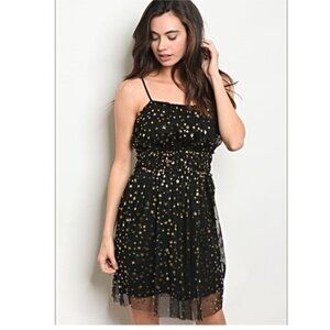 Black/Gold Star Glitter Dress